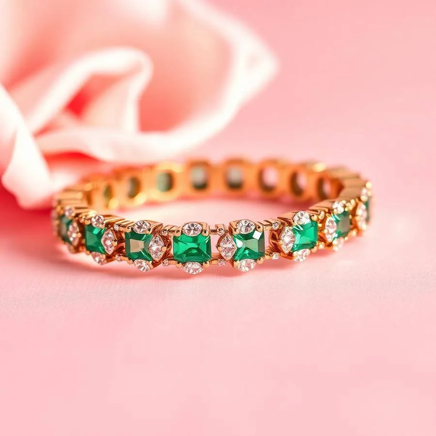 Gold-toned artificial tennis bracelet presented as a gift