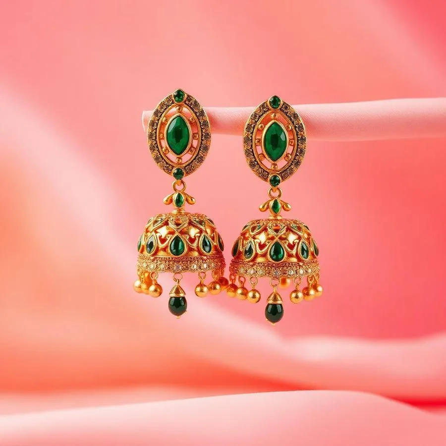 Festive gold-toned artificial jhumka earrings